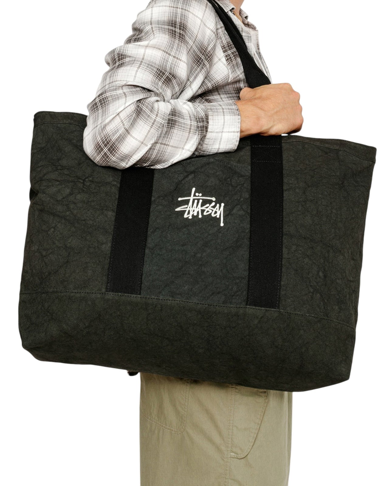 STUSSY Canvas XL Tote Bag Washed Black