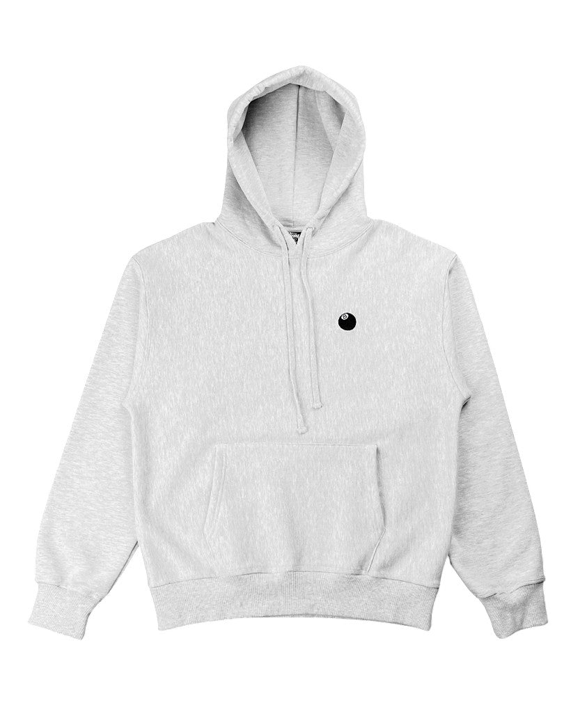 STUSSY 8 BALL EMBROIDERED HOODIE ASH HEATHER