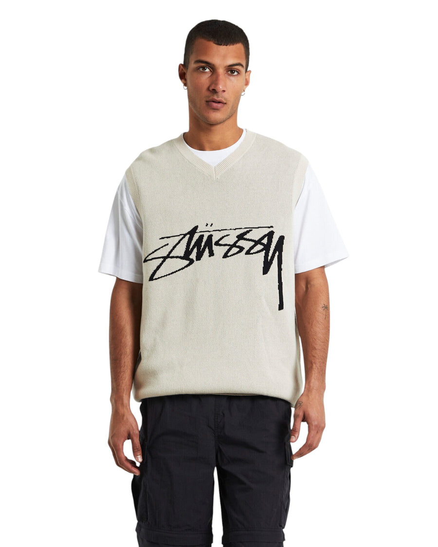 STUSSY Smooth Stock Knit Vest Cream