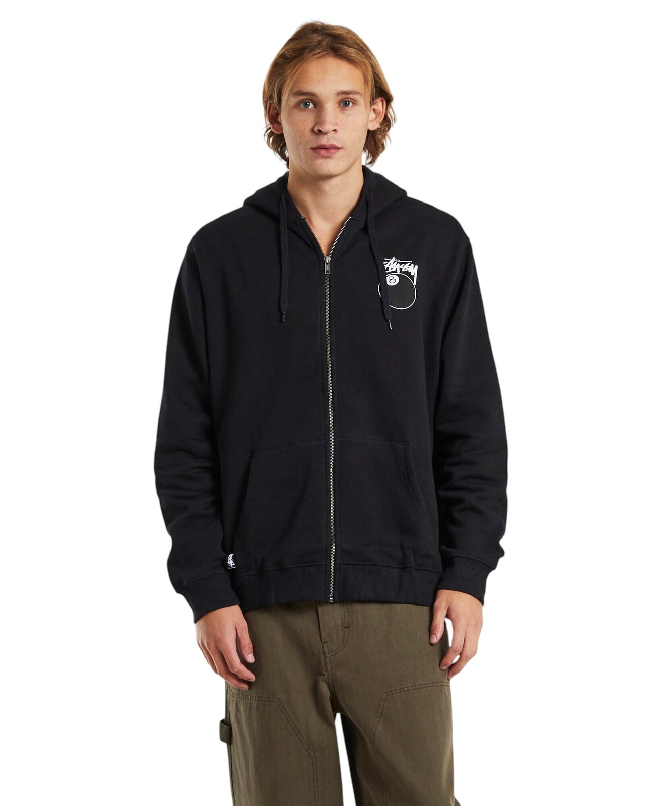 STUSSY Solid 8 Ball Zip Hoodie Black