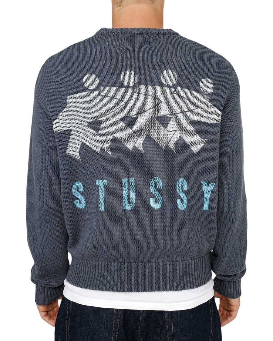 Stussy Surfman Icon Cotton Linen Crew Dusty Blue