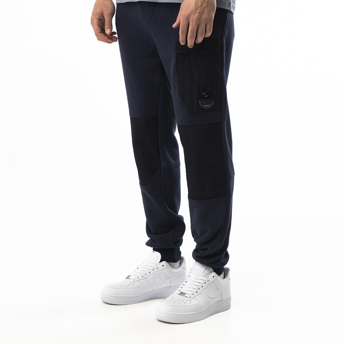 C.P. Company Diagonal Fleece Mixed Utility Pants Navy